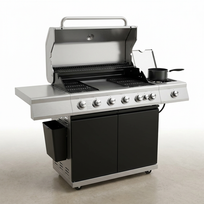 Gas Grill Combo Built for Outdoor Cooking, 6 Burners, Side Burner, 740 Sq In Cooking Area
