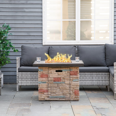 32 Inch Outdoor Propane Gas Fire Pit Table, 50,000 BTU Auto-Ignition Square