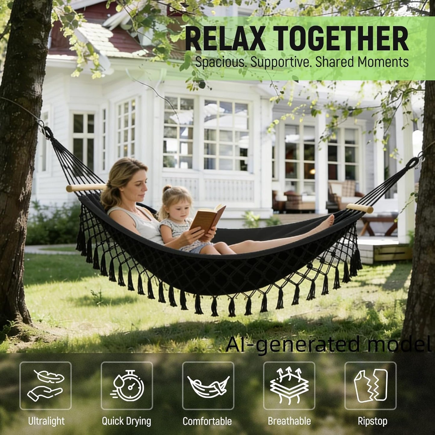 Portable Hammock,Bohemian Hammock,Rope Hammock,Suitable,Yard, Beach, Backyard,Garden (Gray, 79 * 39)