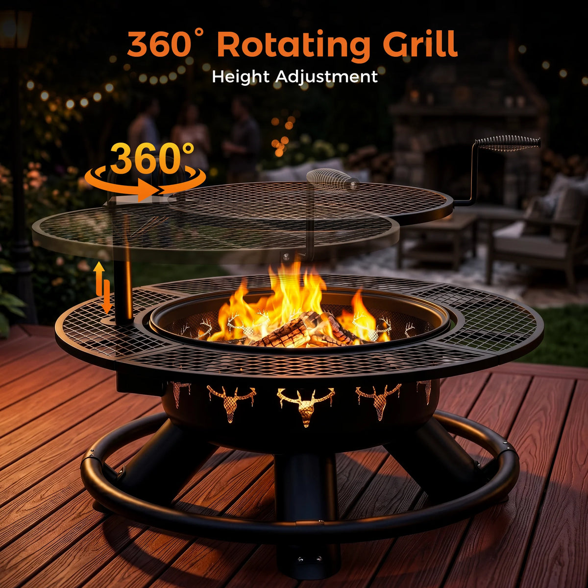 47 Inch Wood Fire Pit, Black