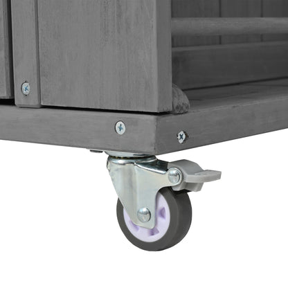 Outdoor Kitchen Island Fir Wood Kitchen Island with Stainless Steel Top, Ample Storage, Towel and Spice Racks, Bottle Opener, Grey