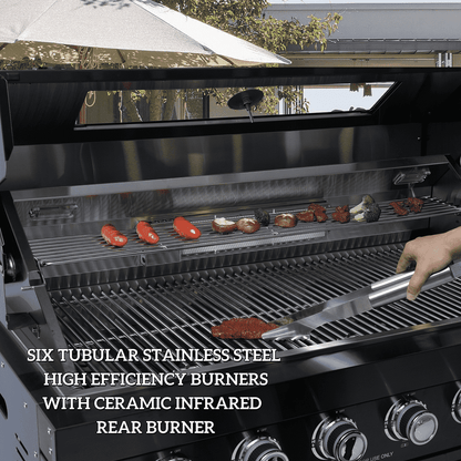 65" 4-Burner 72,000 BTU Black Outdoor Kitchen Island Grill + Wine Cooler + Rotisserie Kit