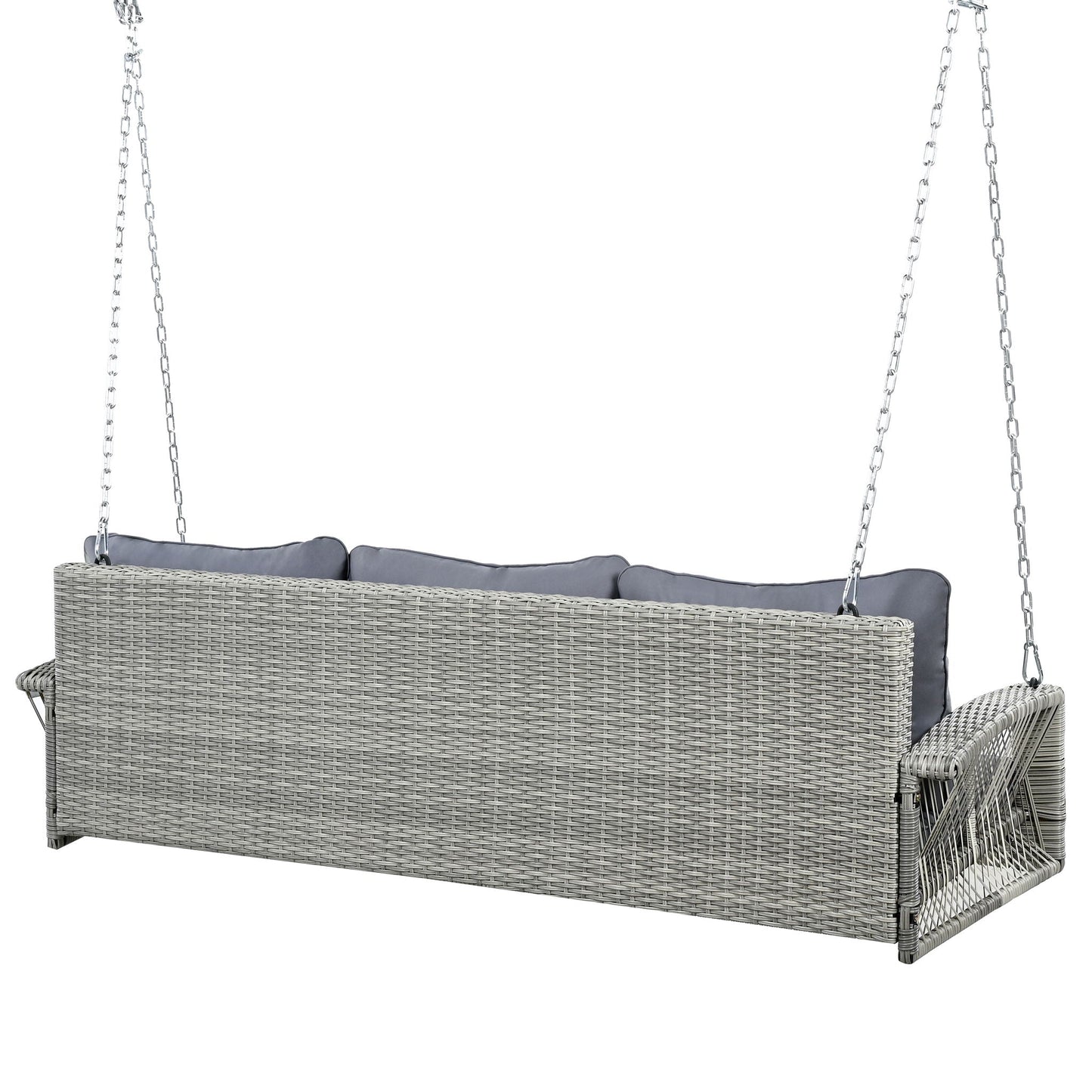 3 Person Large Patio Swing Bench With Cushions For Backyard