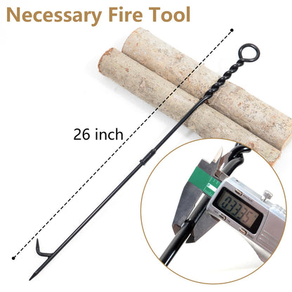 26 Inch Fireplace Poker for Fire Pit Outdoor Fireplace Tool Fire Pit Accessories