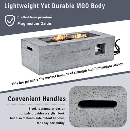 U_STYLE Outdoor Rectangular Propane Fire Pit 40000 BTU