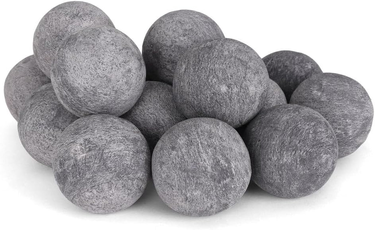 3" Ceramic Fire Balls for Fire Pit – Decorative Fire Pit Balls for Gas Fire Pits & Fire Tables – Heat Resistant Ceramic Fire Balls – Modern Decoration (30 Pack, Grey)