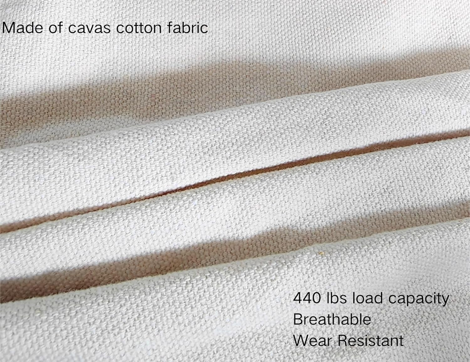 Double Boho Macrame Hammock Cotton Canvas Portable Replacement Hammock 440Lbs Load Capacity White
