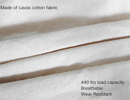 Double Boho Macrame Hammock Cotton Canvas Portable Replacement Hammock 440Lbs Load Capacity White