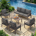 Aluminum Patio Furniture Set, Contemporary Outdoor Couch Set, Aluminum Patio Conversation Set, Gray