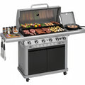 6 Burner BBQ Propane Gas Grill with Side Burner & Porcelain-Enameled Cast Iron Grates, Grill Griddle Combo for Outdoor Barbecue, 740 SQ.IN. Large Cooking Area