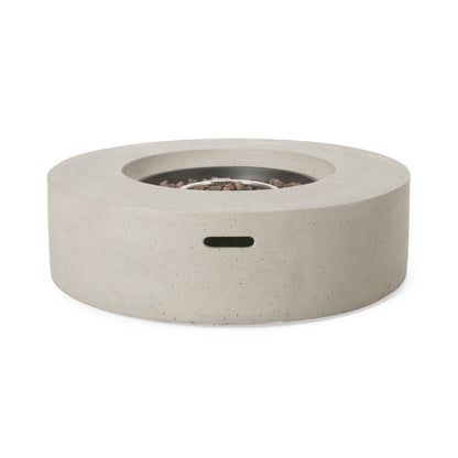 Outdoor Concrete Propane Fire Pit with 50,000 BTU - White