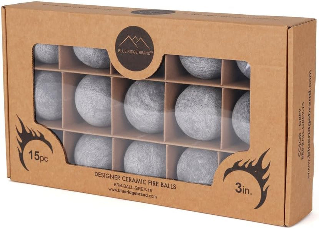 3" Ceramic Fire Balls for Fire Pit – Decorative Fire Pit Balls for Gas Fire Pits & Fire Tables – Heat Resistant Ceramic Fire Balls – Modern Decoration (30 Pack, Grey)