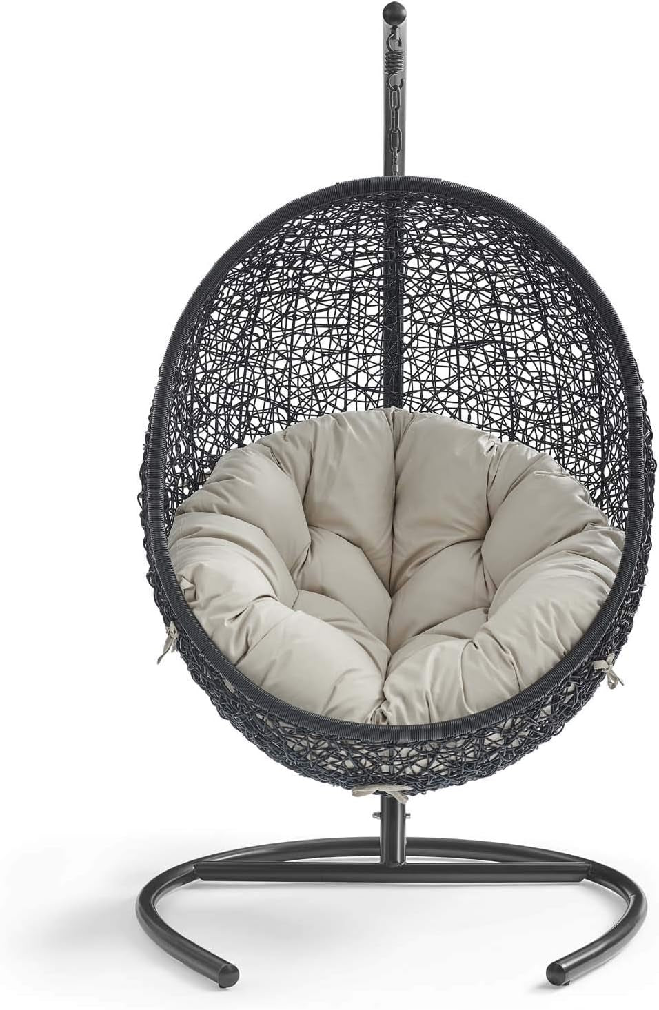 EEI-739-BEI-SET Encase Swing Outdoor Patio Lounge Chair, with Stand, Beige