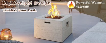 U_Style MGO Outdoor Square Fire Pit Table