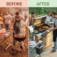 6 Burner Propane Gas Grill and Griddle Combo with Side Burner 740 Sq. In. Large Cooking Area 52,000 but Output BBQ Grill — Before & After