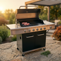 6 Burner Propane Gas Grill and Griddle Combo with Side Burner 740 Sq. In. Large Cooking Area 52,000 but Output BBQ Grill — Studio Shot