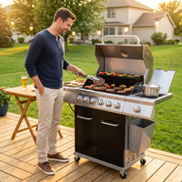 6 Burner Propane Gas Grill and Griddle Combo with Side Burner 740 Sq. In. Large Cooking Area 52,000 but Output BBQ Grill — Lifestyle