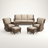 6 Pieces Luxury Outdoor Patio Furniture Sets Outdoor Conversation Sets with Swivel Rocker Patio Chairs with 6" Thick Cushion,Sofa and Glass Coffee Table for Porch Deck Backyard Poolside — Studio Shot