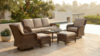 6 Pieces Luxury Outdoor Patio Furniture Sets Outdoor Conversation Sets with Swivel Rocker Patio Chairs with 6" Thick Cushion,Sofa and Glass Coffee Table for Porch Deck Backyard Poolside — Lifestyle