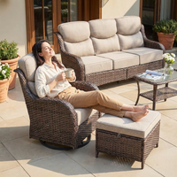 6 Pieces Luxury Outdoor Patio Furniture Sets Outdoor Conversation Sets with Swivel Rocker Patio Chairs with 6" Thick Cushion,Sofa and Glass Coffee Table for Porch Deck Backyard Poolside — Lifestyle