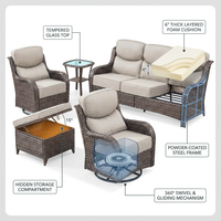 6 Pieces Luxury Outdoor Patio Furniture Sets Outdoor Conversation Sets with Swivel Rocker Patio Chairs with 6" Thick Cushion,Sofa and Glass Coffee Table for Porch Deck Backyard Poolside — How It Works
