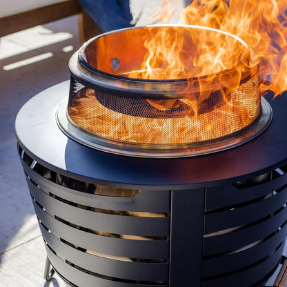 Patio & Celebration Fire Pit Heat Deflector & Screen with Poker – Outdoor Fire Pit Accessories for More Warmth & Safety – Spark Protector & Ember Guard for Even Heat Distribution, Metal