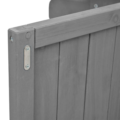 Outdoor Kitchen Island Fir Wood Kitchen Island with Stainless Steel Top, Ample Storage, Towel and Spice Racks, Bottle Opener, Grey