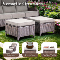 6 Pieces Luxury Outdoor Patio Furniture Sets Outdoor Conversation Sets with Swivel Rocker Patio Chairs with 6" Thick Cushion,Sofa and Glass Coffee Table for Porch Deck Backyard Poolside
