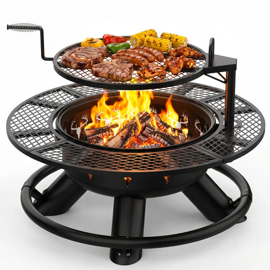47 Inch Wood Fire Pit, Black