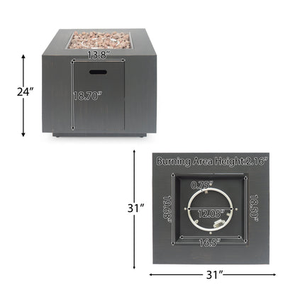 33" Outdoor Iron Square Propane Fire Pit