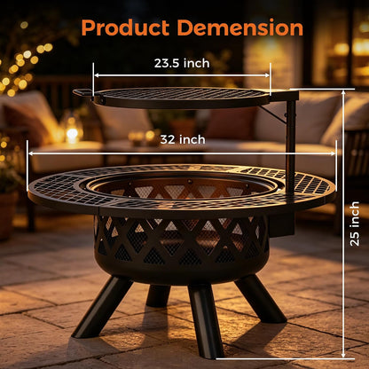 32 Inch Outdoor Fire Pits for outside Wood Burning Fire Pit for Outdoor