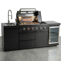 Outdoor Kitchen Island Built for Professional Backyard Cooking, 72000 BTU 4-Burner, Wine Cooler, Granite — Studio Shot