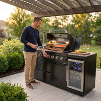 Outdoor Kitchen Island Built for Professional Backyard Cooking, 72000 BTU 4-Burner, Wine Cooler, Granite — Lifestyle