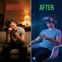 VR Headset with Remote Controller,Hd 3D VR Glasses Virtual Reality Headset for VR Games & 3D Movies, VR Headset for Iphone/Android Phone Compatible 4.7-6 Inch — Before & After