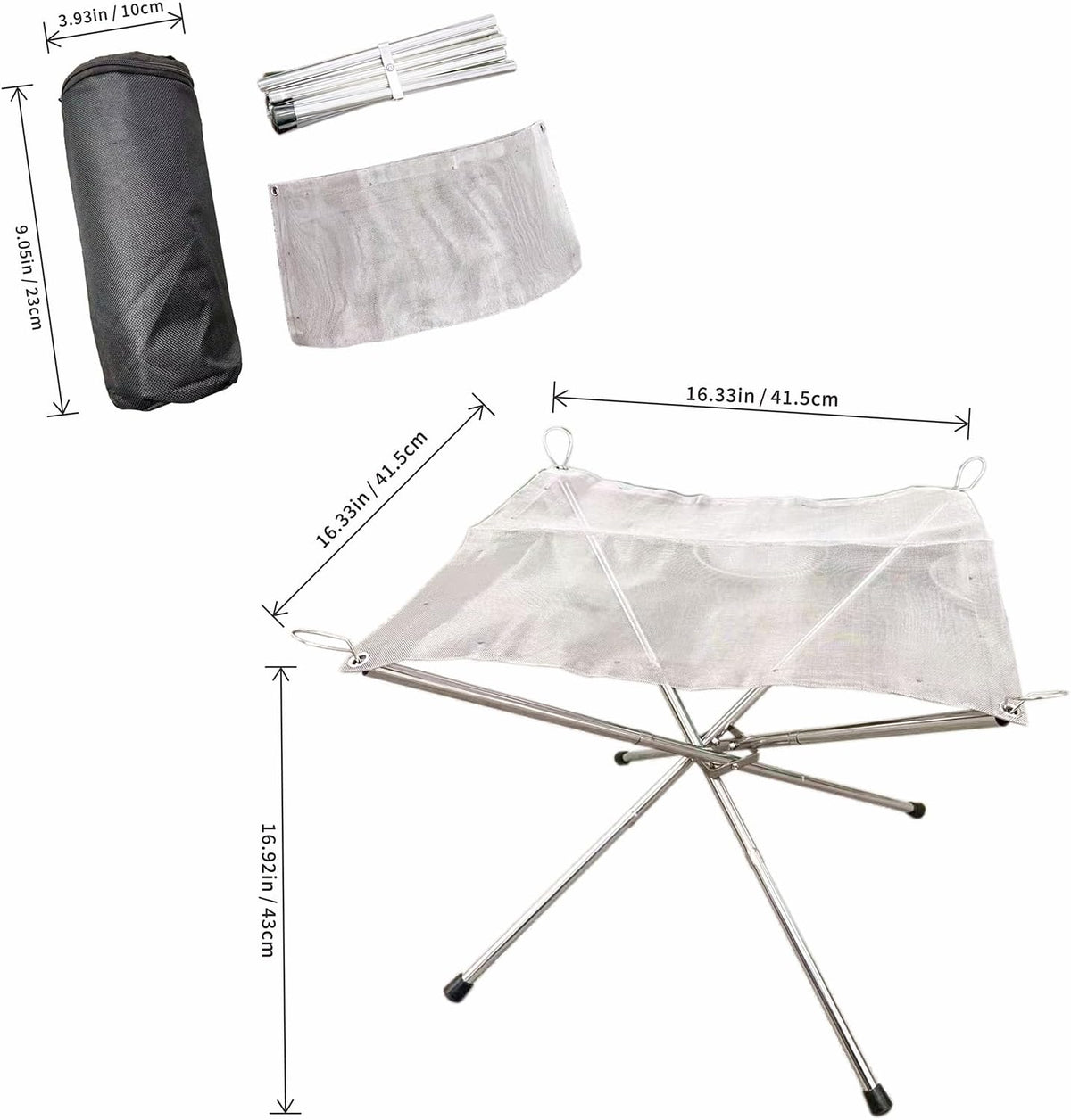 16 Inch Outdoor Portable Fire Pit outside Wood Burning Fire Pit for Camping