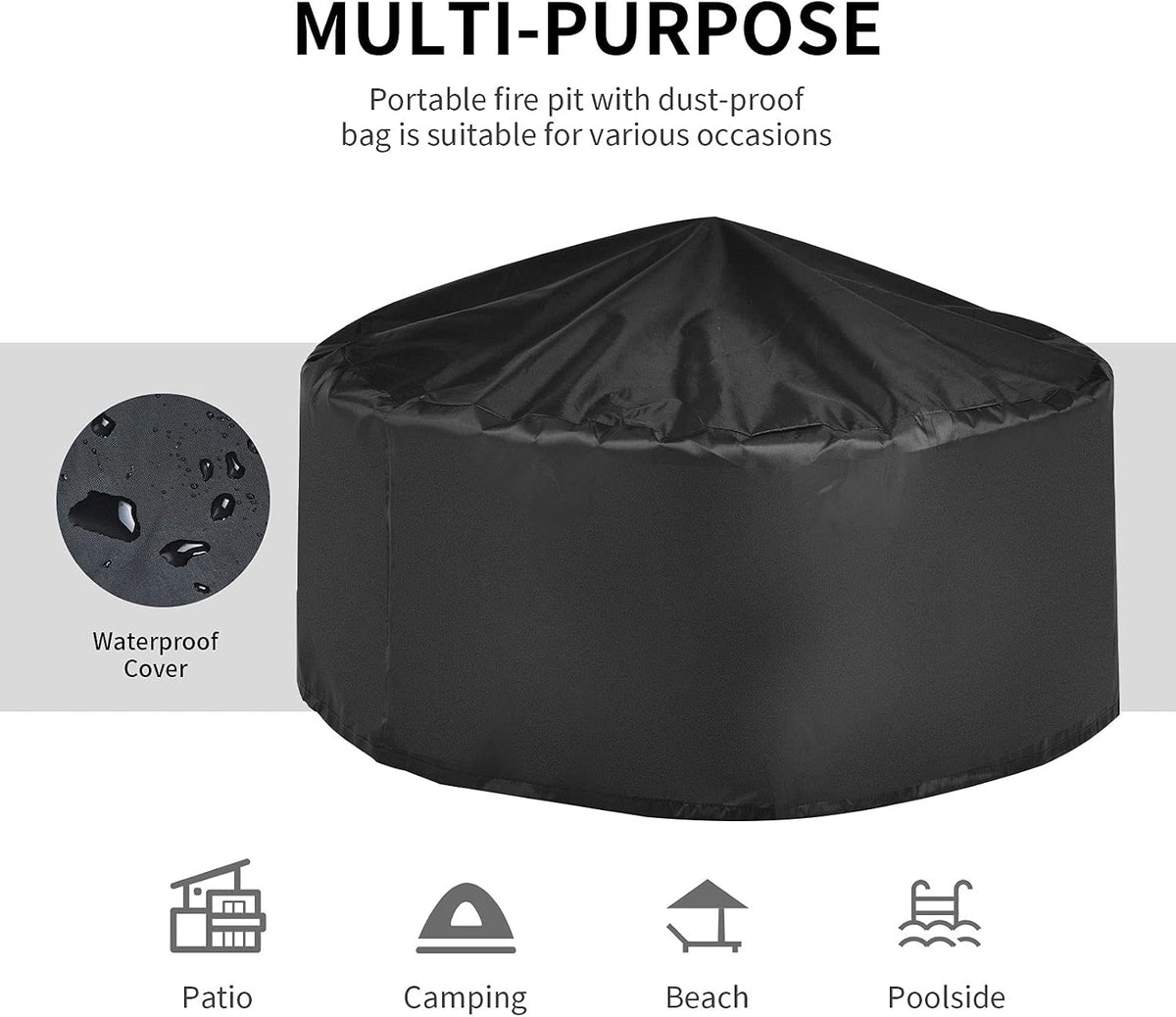 3 in 1 Fire Pit, 32" Outdoor round Wood Burning Fire Pit