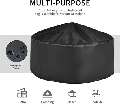 3 in 1 Fire Pit, 32" Outdoor round Wood Burning Fire Pit