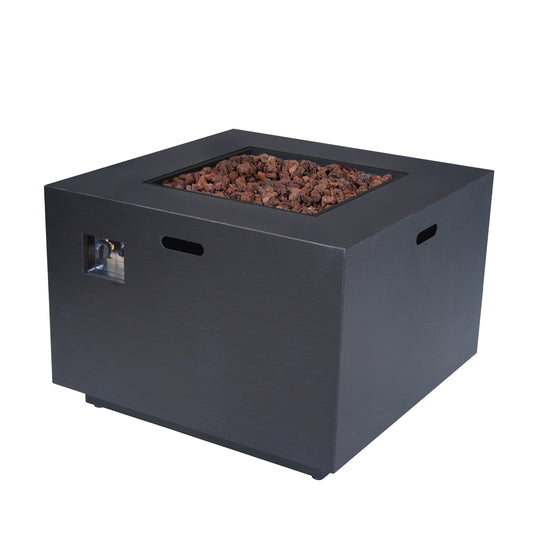 Square Iron Outdoor Propane Fire Pit with 50,000 BTU Output - Gray