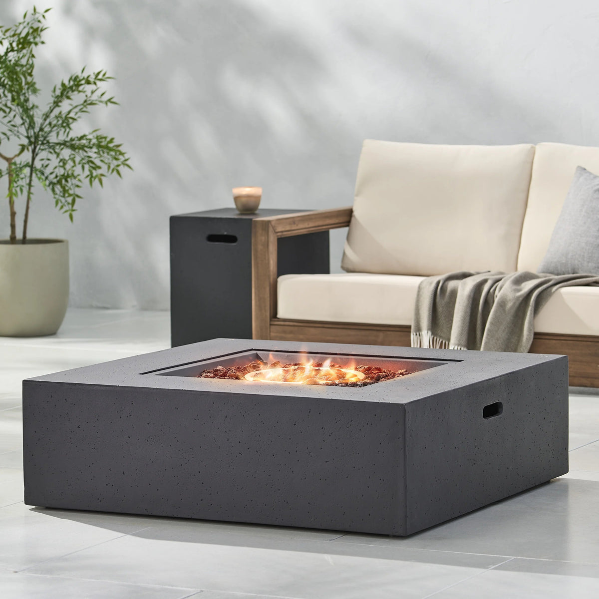 Outdoor 50000 BTU Propane Fire Pit - Dark Grey