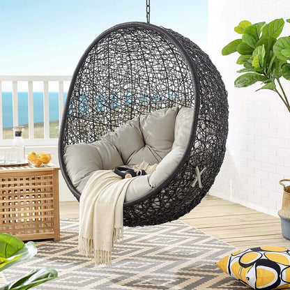 EEI-739-BEI-SET Encase Swing Outdoor Patio Lounge Chair, with Stand, Beige