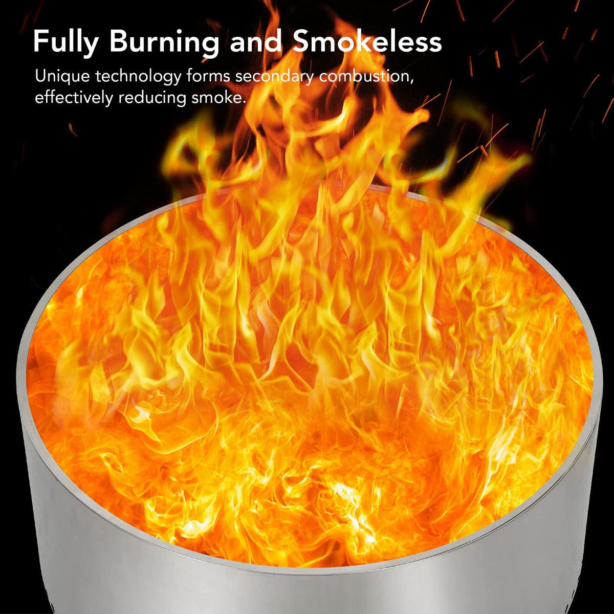US PIONEERWORKS 27 Inch Smokeless Fire Pit for Outdoor Wood Burning Portable Stainless Steel Camping Stove With Stand