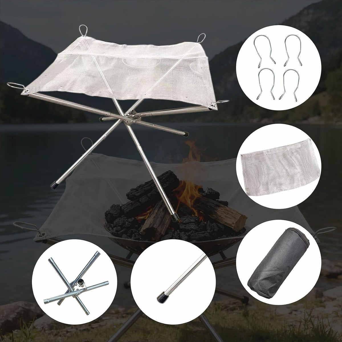 16 Inch Outdoor Portable Fire Pit outside Wood Burning Fire Pit for Camping