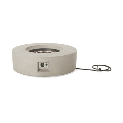 Outdoor Concrete Propane Fire Pit with 50,000 BTU - White