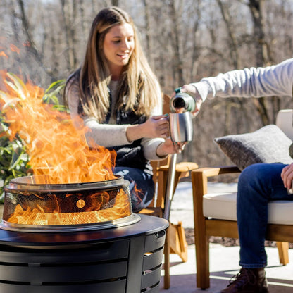 Patio & Celebration Fire Pit Heat Deflector & Screen with Poker – Outdoor Fire Pit Accessories for More Warmth & Safety – Spark Protector & Ember Guard for Even Heat Distribution, Metal