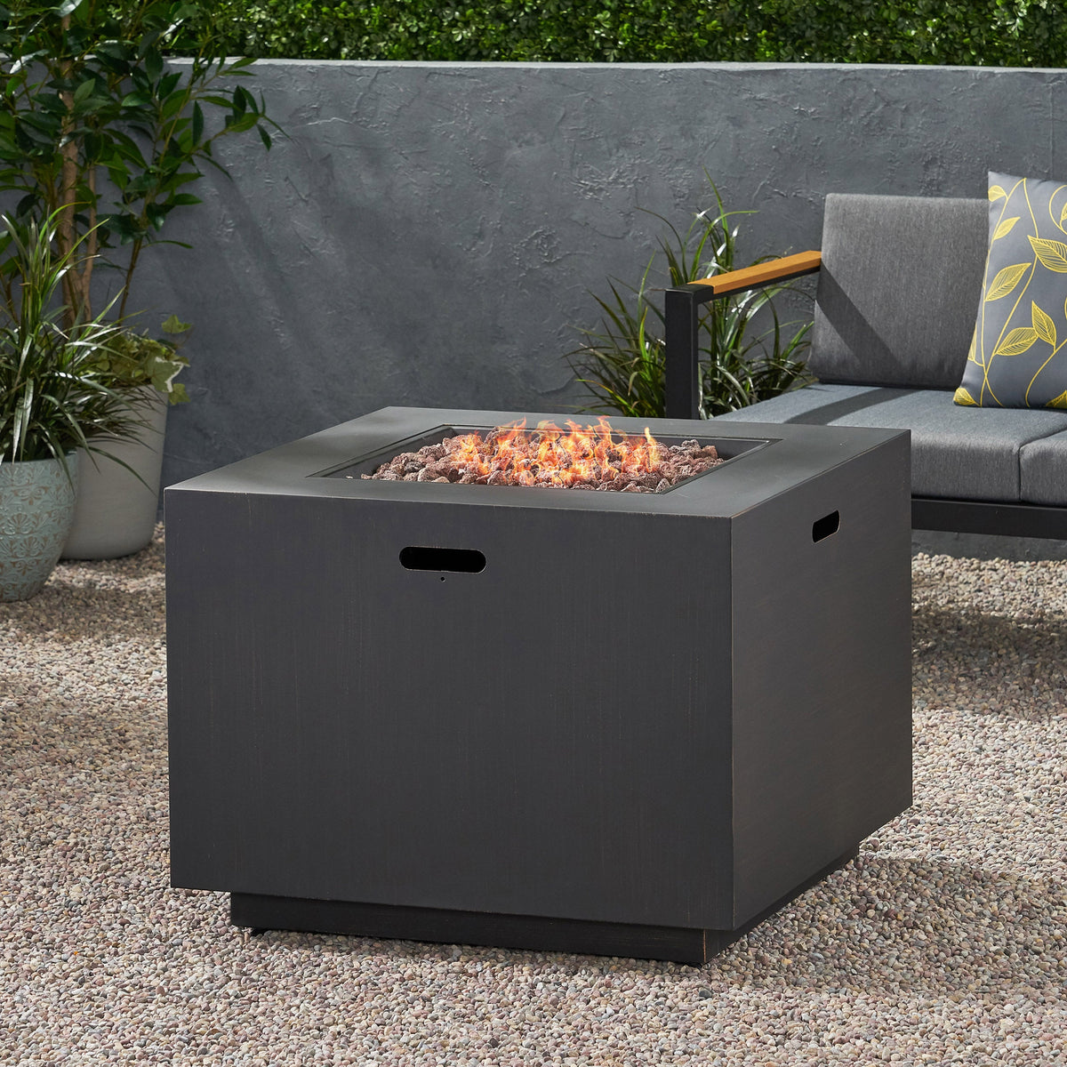 33" Outdoor Iron Square Propane Fire Pit
