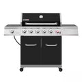 6-Burner BBQ Liquid Propane Gas Grill with Sear Burner and Side Burner, 74,000 BTU, Cabinet Style Grill in Black