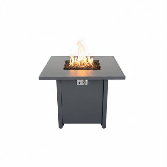 25'' H x 30'' W Steel Outdoor Fire Pit Table with Lid