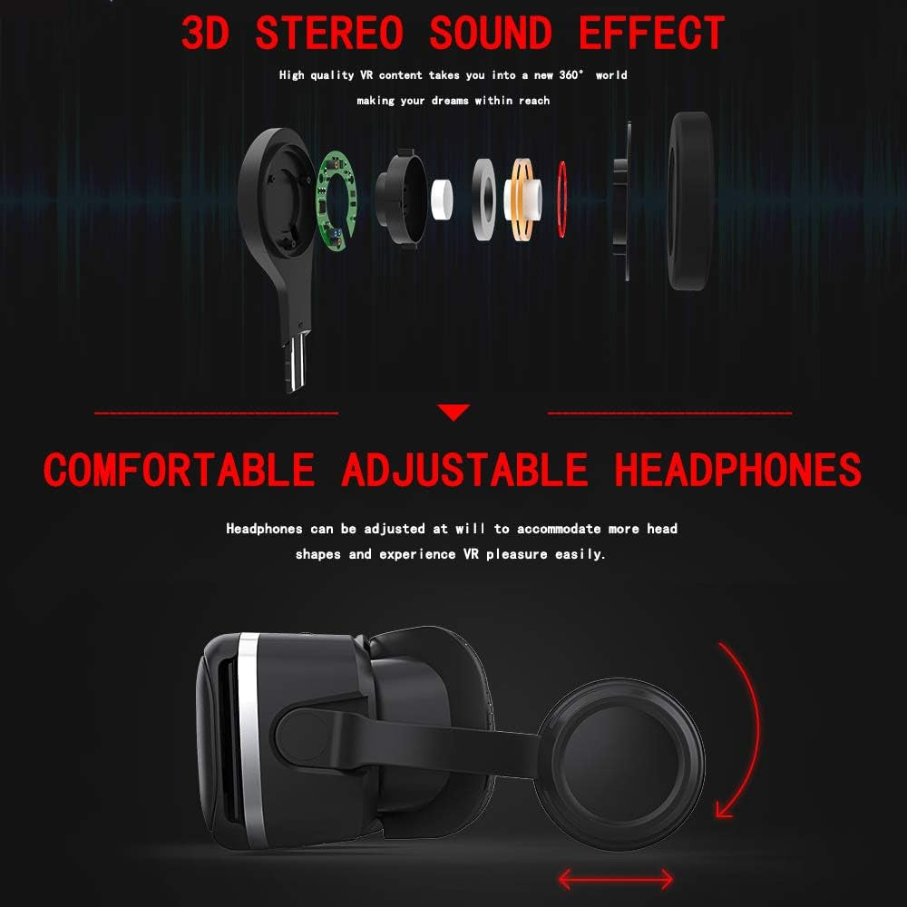 VR Headset for Iphone & Android Phone,3D VR Glasses for Tv,Movies & Video Games,Vr Headset with Remote Controller,Virtual Reality Headset for Iphone/Android Phone Compatible 4.7-6 Inch