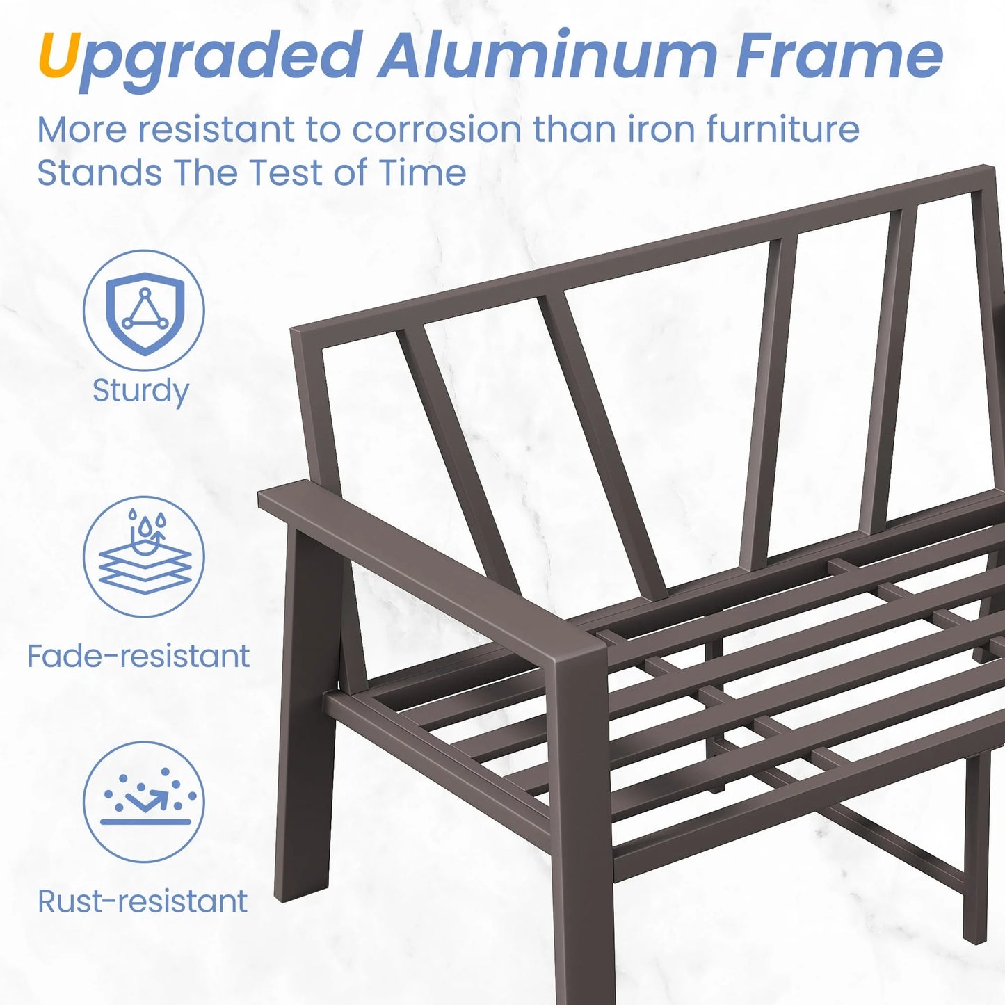 Aluminum Patio Furniture Set, Contemporary Outdoor Couch Set, Aluminum Patio Conversation Set, Gray