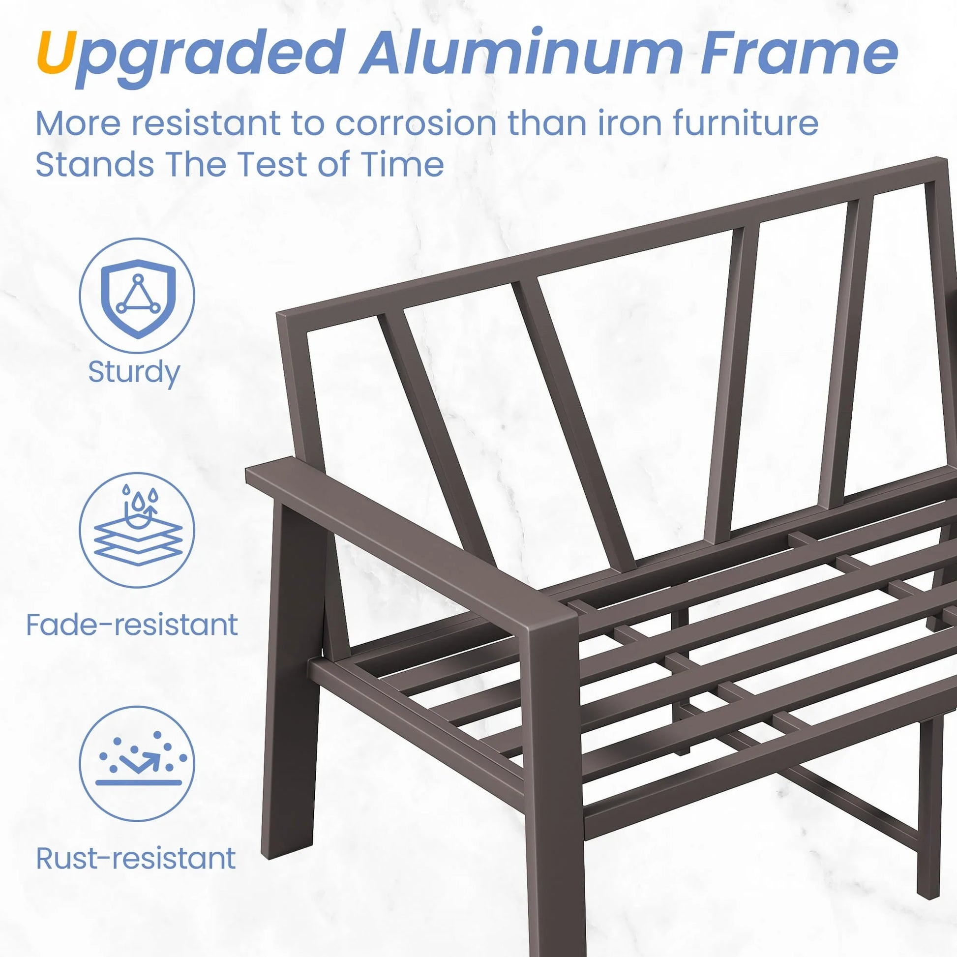 Aluminum Patio Furniture Set, Contemporary Outdoor Couch Set, Aluminum Patio Conversation Set, Gray